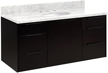 Signature Hardware 483198 DITA 48" Wall Mounted Single Basin Vanity Set with Wood Cabinet, Quartz Vanity Top, and Undermount Sink - Carrara