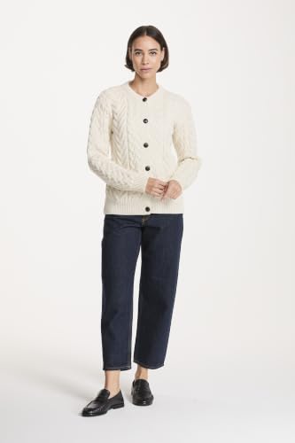 Image of Irish Cardigan Sweater for Women Made in Ireland Supersoft Aran Merino Wool Lumber Jacket