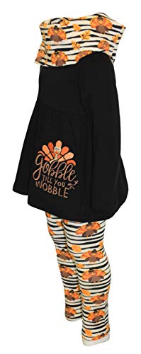 Image of Unique Baby Girls Kids Toddler 3pc Outfit Set Long Sleeve Cotton Blend Tunic Top Leggings and Scarf