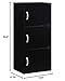 HODEDAH IMPORT 3-Shelf Bookcase Cabinet, Black