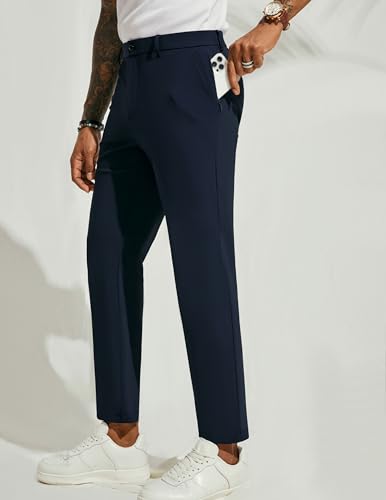 PJ PAUL JONES Men 4 Way Stretch Golf Pants Casual Slim Fit Cropped Tapered Dress Pants Lightweight Business Trousers2