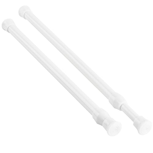 KXLife Tension Curtain Rod No Drill 12-20 Small Spring Rod 2Pcs White