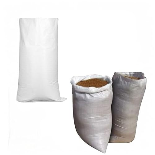4 bolsas de rafia blancas reutilizables, 60 x 90 cm, saco blanco de rafia para escombros, saco multiusos para jardín y escombros, bolsas de basura y eliminación de residuos, 2001768