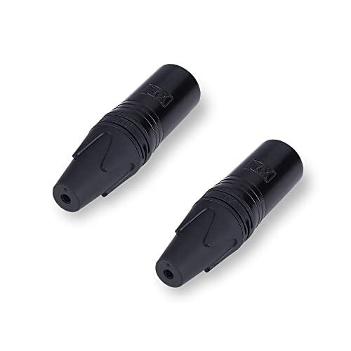 Image of MX 5 Pin Mic Male Connector XLR Mc3Mxx (Black Coating) Made of Pure Copper Nickel Plated XLR Pin for High Conductivity and Ultra-Low Noise (Metal End) Pack of 2