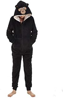 Mens/Kids Snuggle Fleece Dressing Gown/Onesee with Animal Face Hood - Mens Sizes S - XL, Kids Ages 7-13 Years