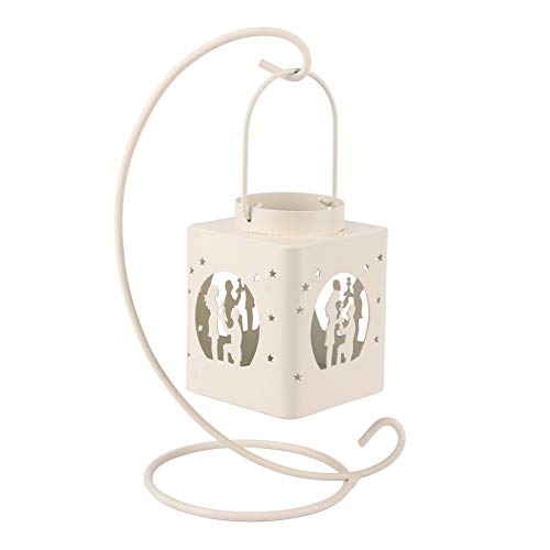 Candle Holder Decorative Candle Stand, Stylish Hollow Out Candlestick Candle Holder, Home Table Decoration Ornament with Lover Decor(White)