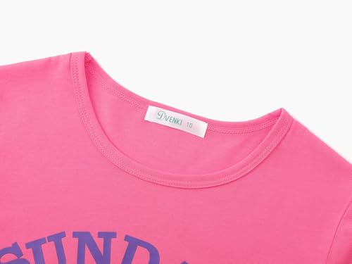 Image of Dvenki Girls Graphic Short Sleeve Crewneck T-Shirt Sizes 6-18 | breathable soft cotton blend, cute graphic prints, summer little and big girls tee, ideal casual wear for school, daily