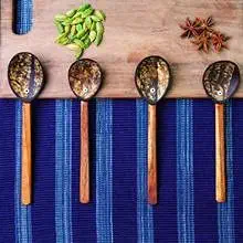 looms & weaves - Eco-Friendly Handmade Coconut Shell Small Spoon (Pack of 4) - Made with Coconut Shell & Coconut Wood