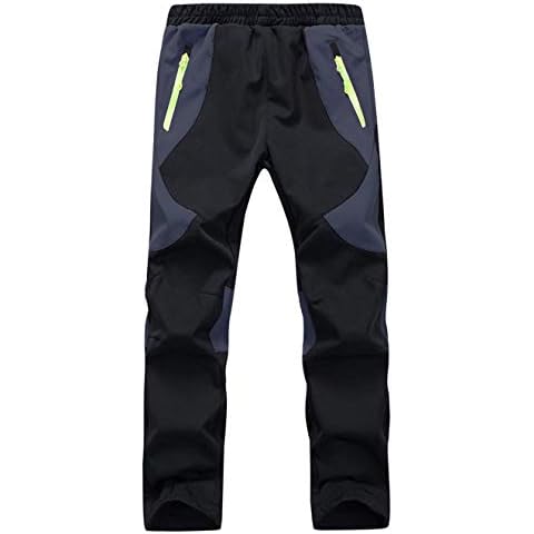 Echinodon Kinder Gefütterte Hose Softshellhose Winddicht Wasserabweisend Atmungsaktiv Warm Regenhose Skihose Jungen Mädchen Trekkinghose Wanderhose Schwarz XXL Cover