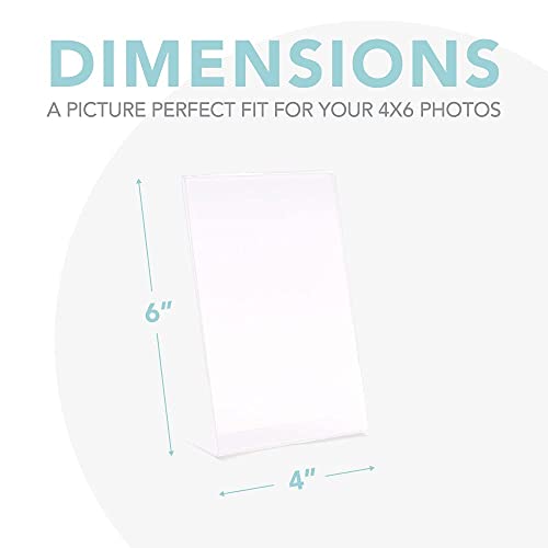 Photo Booth Frames - 4X6 Inch Clear Acrylic Plastic Display, Slanted Back Vertical Standing Picture Or Display Sign Holder With Inserts - 6 Pack #TOP1