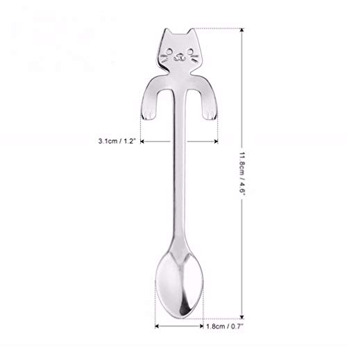 RuiChy 4pcs Cat Dessert Spoons Small Teaspoons Cute Stainless Steel Coffee Espresso Spoons for Tea Sugar Cake Ice Cream Tableware - Image 2