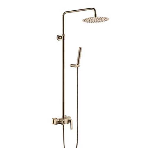 Douche pluie dorée pour salle de bain moderne avec inverseur triple et douchette à main
