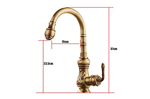 Robinet de cuisine sculpté antique pivotant noir mat pour évier rétro - 8
