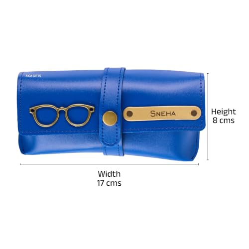 Image of AICA Personalised Name & Charm Leather Sunglass Case Cover for Men & Women | Hard Case Eyewear Cover