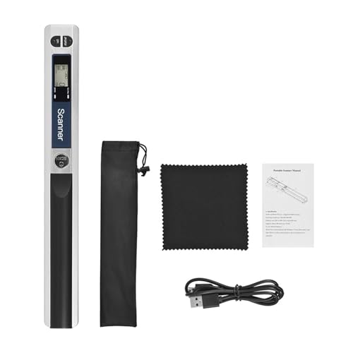 Escáner de Documentos Escáner inalámbrico portátil de Mano, tamaño A4, 900DPI, Formato JPG/PDF, Pantalla LCD, Interfaz Tipo C con Bolsa Protectora(Silver)