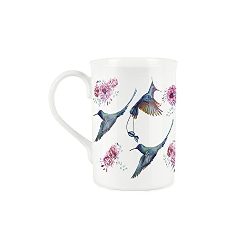 Purely Home Hummingbird & Rose Mug - Fine Bone China White Cup Coffee/Tea Present Gift, Rose,white - Image 2