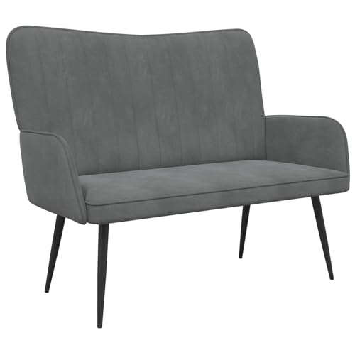 vidaXL Canapé Deux Places Gris foncé 115 x 61 x 87 cm Velours, Canapé Moderne en Velours, Sofa 2 Places résistant, Ergonomique, idéal pour Un Salon stylé