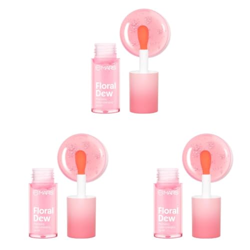 Image of MARS Plumping Color Changing Lip Oil (4.5ml) (FLORAL DEW) With Fat Applicator | Skin Nourishing Ingredients - Olive Fruit Oil, Jojoba Oil | Hydrating & Moisturising | Plumping Effect (Pack of 3)
