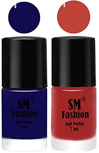Image of Long Lasting Nail Polish | Nail Paint Combo 7 ml Each) - Set of 2 Dark Blue-Dark Nude