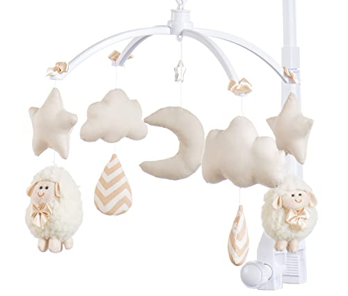 Sleep Baby Móbile Berço Musical e Giratório Ovelha Bege para Bebês e Crianças Pequenas