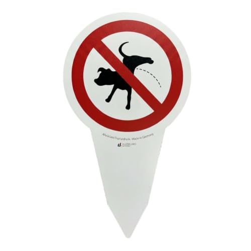 AllesKlaro® Anti-Pinkel-Schild für Hunde – „Hier kein Hundepinkeln“ – XXL Steckschild 280 x 160 mm – wetterfest & rostfrei – stabile 4 mm Alu-Verbundplatte für Garten, Zaun & Vorgarten