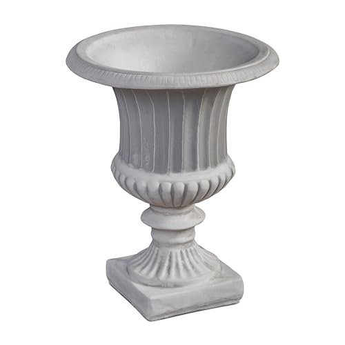 gartendekoparadies.de Solide, Grand Vase à Fleurs, jardinière, Hauteur 46 cm, Largeur 37 cm, diamètre intérieur 28 cm, 7 litres, Gris, Poids 16 kg, en...