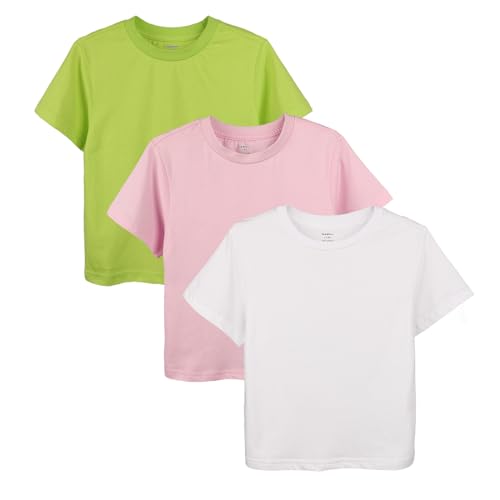 Girls Short Sleeve Shirt Toddler Crewneck Tops Tee Summer Outfits Clothes 3 Pack