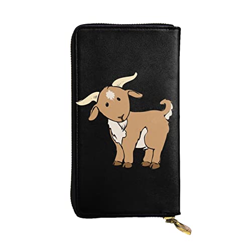Portefeuille en cuir de chèvre marron pour femme grand portefeuille multi-compartiments