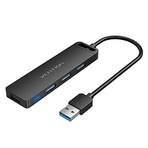 VENTION USB Hub – Multi USB Port Splitter Ultra-Slim Multiport USB 3.0 Hub Adapter Fast Data Transfer for Laptop, MacBook, Printer, PS4, PC, Flash Drive, Mobile HDD (0.5FT/0.15M)
