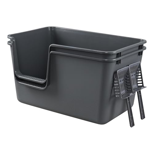2 cajas grandes para gato con paletas, gris miniatura 7