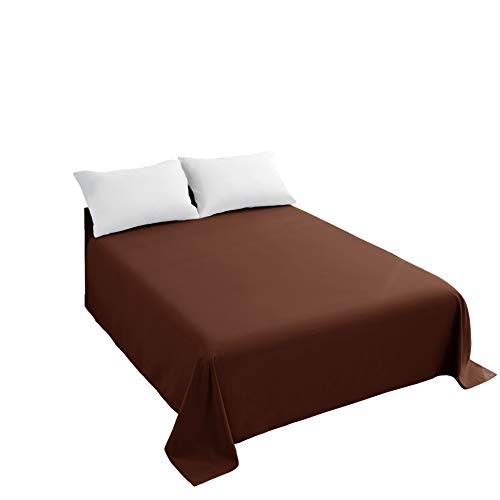 Sfoothome Bettlaken, Einzelbett, 1 Stück, einfarbig, glatt, Hotelqualität (Doppelbett, Kaffeebraun) Cover