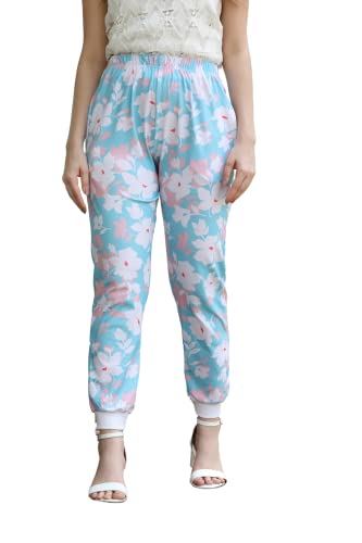 Image of Leriya Fashion Womens Wide Leg Pants Flowers Floral Print Drawstring Loose Long Trousers & Leggings