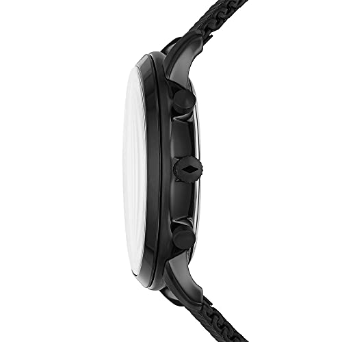 Fossil Herrenuhr Neutra Chrono, Chronographenwerk, 44 mm schwarzes Edelstahlgehäuse mit EdelstahlMeshArmband, FS5786SET – Bild 5