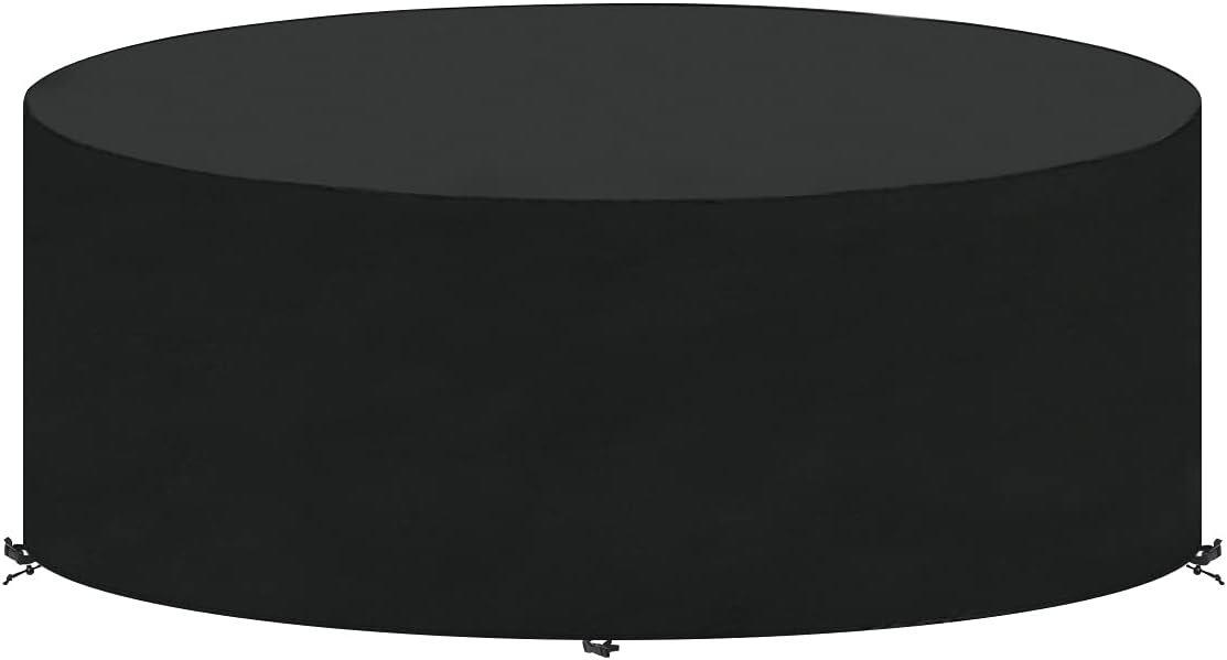 Housse Ronde Pour Table De Jardin - 320x320x94 Cm, Tissu Oxford 420D Imperméable Anti-UV, Avec Cordon Serrage - Noir