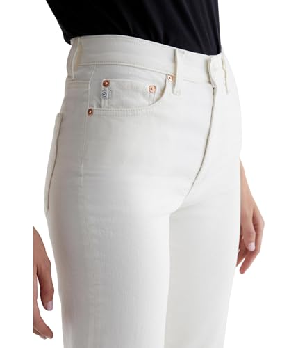 AG Women's Brinley Mid Rise Straight in Powder3