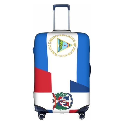 Travel Luggage Cover Half Nicaragua Half Dominican Republic Flag Fashion Washable Baggage Suitcase Protector Fit For Luggage Medium