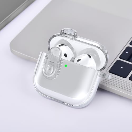 Image of (with Safety Lock) Clear Case Compatible with Cute Apple Airpods 4 Cases 2024 Women, VISOOM Soft TPU Transparency Air pods 4 Gen Case iPods 4 Earbuds Case Girl Bling Keychain for Airpod iPod 4th Gen