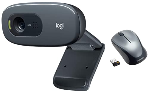 Image of Logitech C270 Digital HD Webcam with Widescreen HD Video Calling, HD Light Correction, Noise-Reducing Mic, for Skype, FaceTime, Hangouts, WebEx - Black & M235 Wireless Mouse - Black /Grey