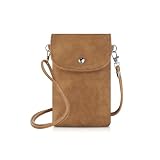 AfitLulu Bolso Movil Mujer Pequeña, Bolsitos para Moviles con Cierre Magnético con Tapa Superior, Bolso Bandolera Bolso Cruzado para Móvil con Correa de Hombro Extraíble y Ajustable (Marrón)