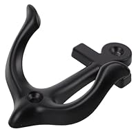 Amosfun Rustic Anchor Wall Hanger Heavy Duty Metal Coat Hook Vintage Industrial Alloy Hook for Door Indoor Home Decoration Black