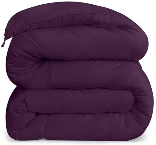 Utopia Bedding Comforters King Size, All Season Duvet Insert, Down Alternative Box Stitched Bed Comforter with Corner Tabs, Machine Washable (Plum)