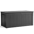 ROJIK 200 Gallon Deck Boxes Outdoor Waterproof, Weatherproof Outdoor Storage Boxes with Lockable Lid, Resin Large Storage Box for Patio Furniture Cushions, Garden Tools and Pool Floats (Black)