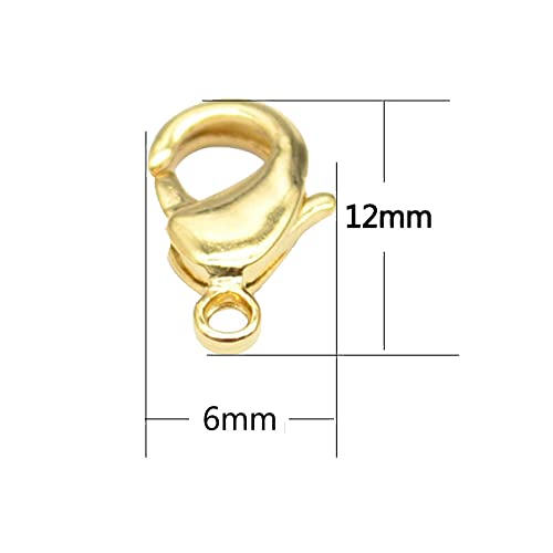 Drema 100Pcs Jewelry Clasps With Open Jump Rings,Small Metal Alloy Lobster Claw Clasps Clip For Handmade Necklace, Bracelet Jewelry Making Accessories Fastener Hook,12Mm X 6Mm (Gold) D22L #TOP1