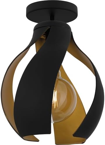 Quoizel QSF6739MBK Kiko Modern Geometric Metal Semi-Flush Mount, 1-Light 100 Watt, 15" H x 11" W, Matte Black