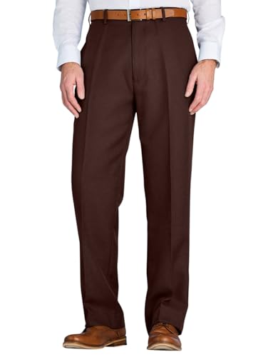 Chums Men's Classic-Fit Expandable-Waist Flat-Front Dress Pant Formal Slacks Brown