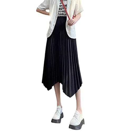 Jupe plissée taille haute pour affiner la silhouette coupe irrégulière noire stretch