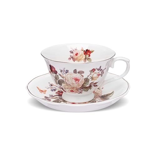 fanquare Elegantes Keramik Kaffeetassen und Untertassen Set mit...