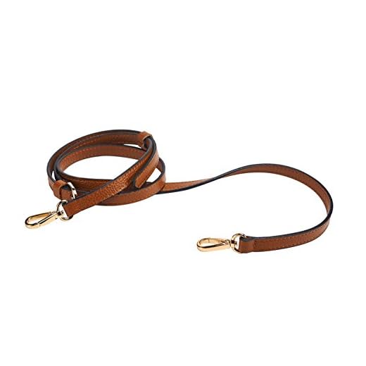 LIVE UP Brown Full Grain Leather Adjustable Replacement Cross Body Purse Shoulder Strap Handbag Bag Wallet, 1/2” Width, Adjustable Length 43”-51”,Brass Tone (Gold Tone) Hardware Buckles