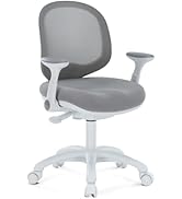 Kids Ergonomic Study Chair – Adjustable Armrest, Footrest, Mesh Back, 360 Swivel – For Ages 5-13, Grey