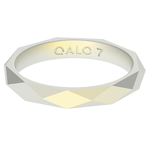 QALO Women's Rubber Silicone Ring, Stackable Rubber Wedding Ring for Women, Breathable, Durable Engagement Silicone Band, 3.5mm Wide 2.5mm Thick, Holographic Green, Size 102